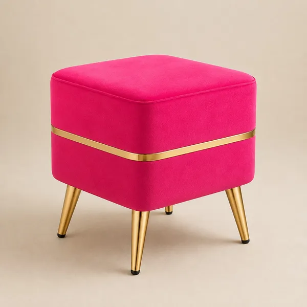 Rani_Pink_Square_Ottoman_Stool_�_Premium_Fabric_with_Golden_Glassy_Metal_Legs_for_Bedroom_&_Dressing_Room