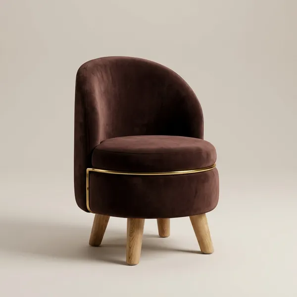 Vibrant_Solid_Brown_Ottoman_Baby_Chair_With_Wooden_Legs