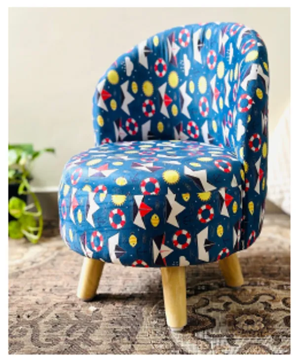 Vibrant_Nautical_Print_Kids_Chair_With_Wooden_Legs
