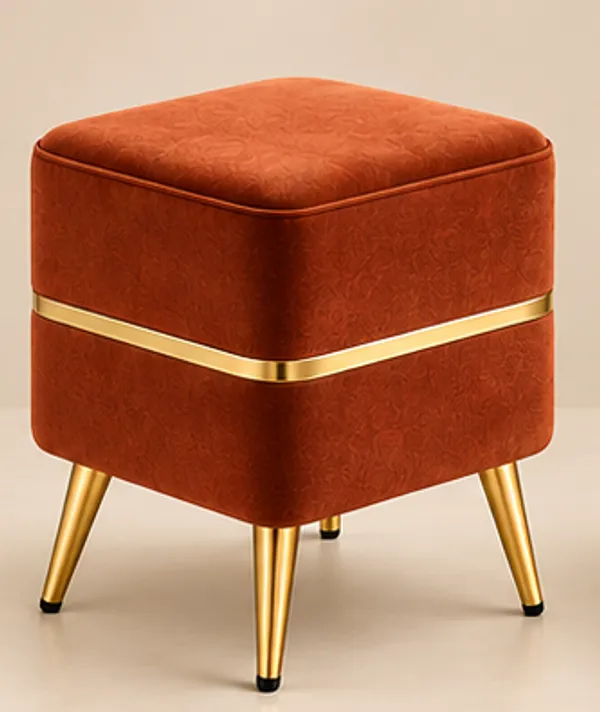 Rusty_Square_Ottoman_Stool_�_Premium_Velvet_Fabric_with_Golden_Glassy_Metal_Legs_for_Entryway_&_Bedroom