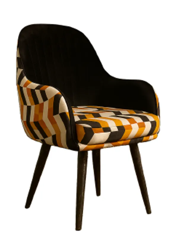 Multicolor_Orange_Strip_Velvet_Accent_Chair_With_Black_Legs