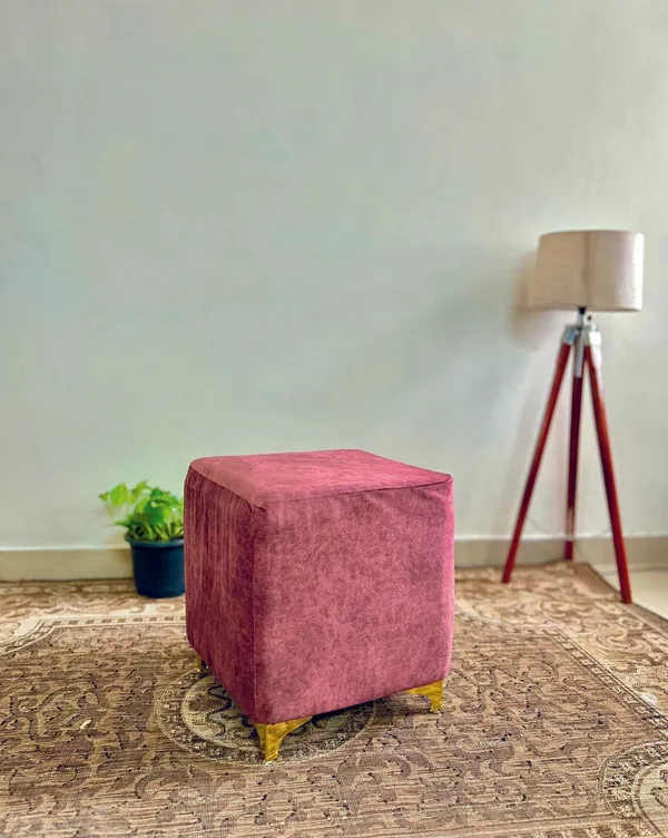 Elegant_Pink_Velvet_Accent_Stool_With_Floral_Print