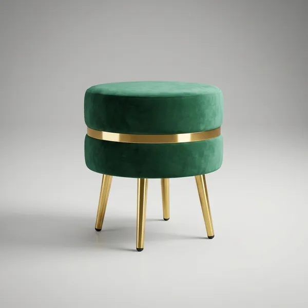 Green_Velvet_Accent_Stool_With_Golden_Legs_And_Zipper_Detail
