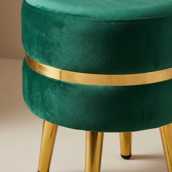 Green_Velvet_Accent_Stool_With_Golden_Legs_And_Zipper_Detail