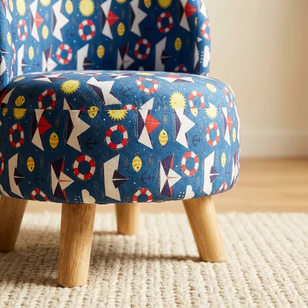 Vibrant_Nautical_Print_Kids_Chair_With_Wooden_Legs