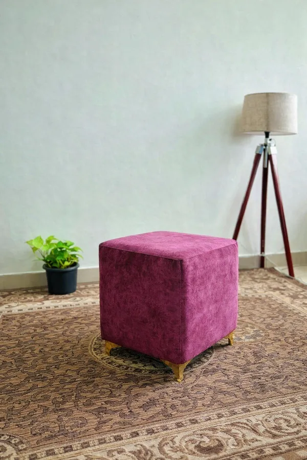 Elegant_Pink_Velvet_Accent_Stool_With_Floral_Print