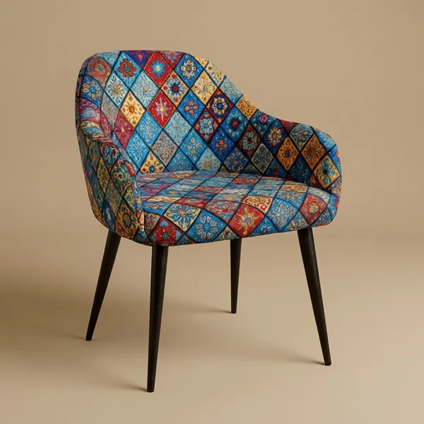 Modern_Blue_Chanderi_Velvet_Accent_Chair_With_Black_Tipped_Metal_Legs