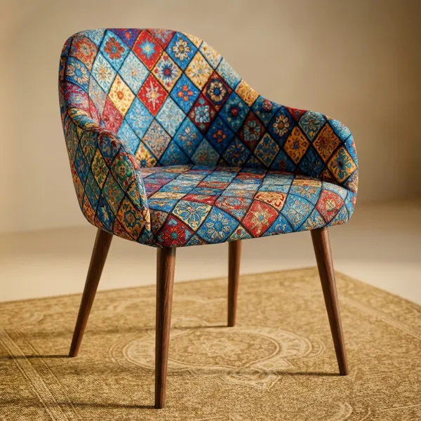 Modern_Blue_Chanderi_Velvet_Accent_Chair_With_Black_Tipped_Metal_Legs