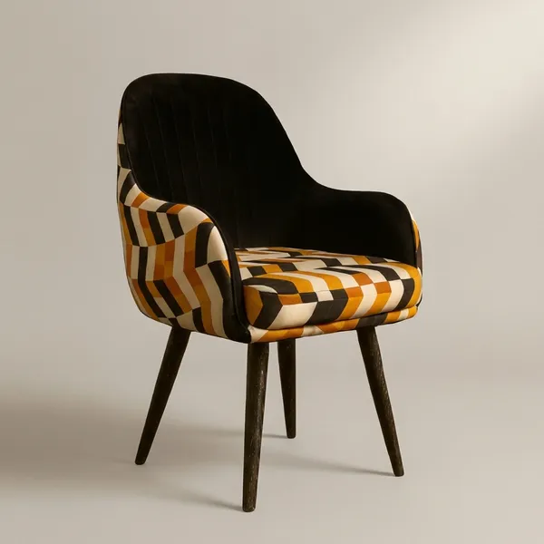 Multicolor_Orange_Strip_Velvet_Accent_Chair_With_Black_Legs