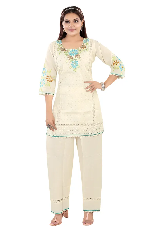 Off_White_Embroidered_Cotton_Kurta_Pant_Set_For_Women