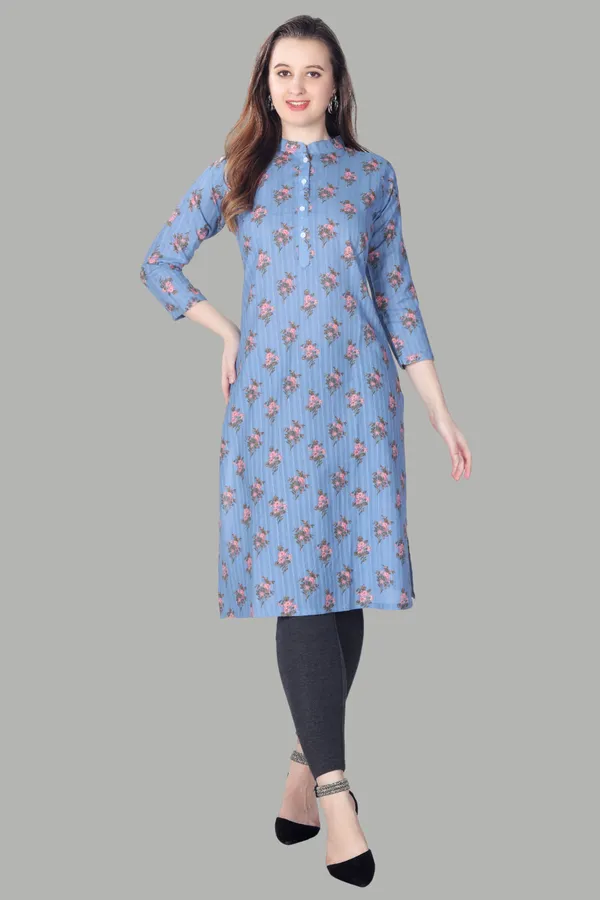 Blue_Floral_Print_Cotton_Kurti_For_Women