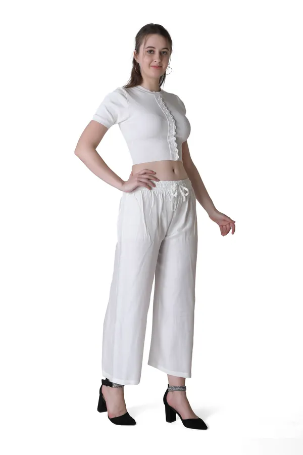 White_Solid_Cotton_Women_Pant