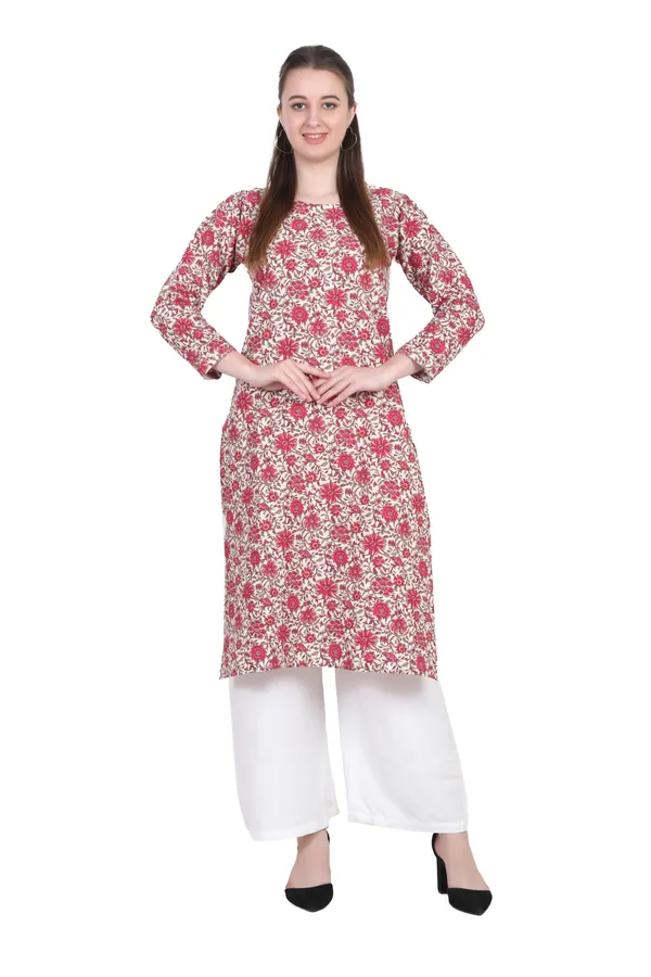 Pink_And_White_Floral_Print_Cotton_Kurti_For_Women