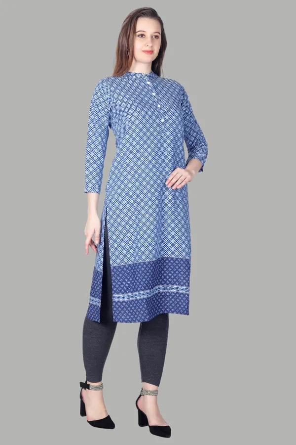 Blue_Geometric_Print_Cotton_Kurti_For_Women