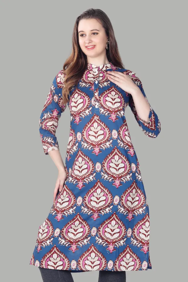 Blue_Printed_Cotton_Kurti_For_Women