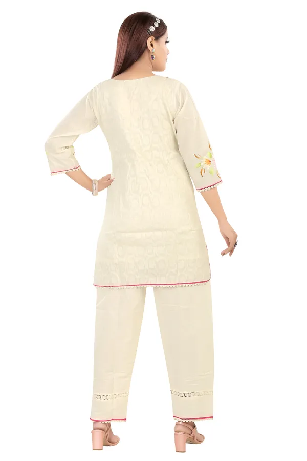 Off_White_Embroidered_Cotton_Kurta_Pajama_Set_For_Women