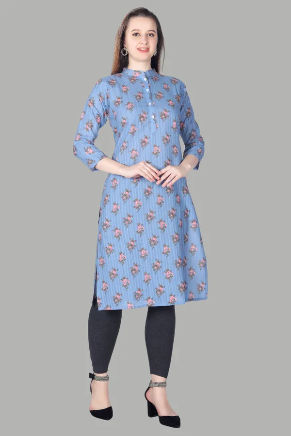 Blue_Floral_Print_Cotton_Kurti_For_Women