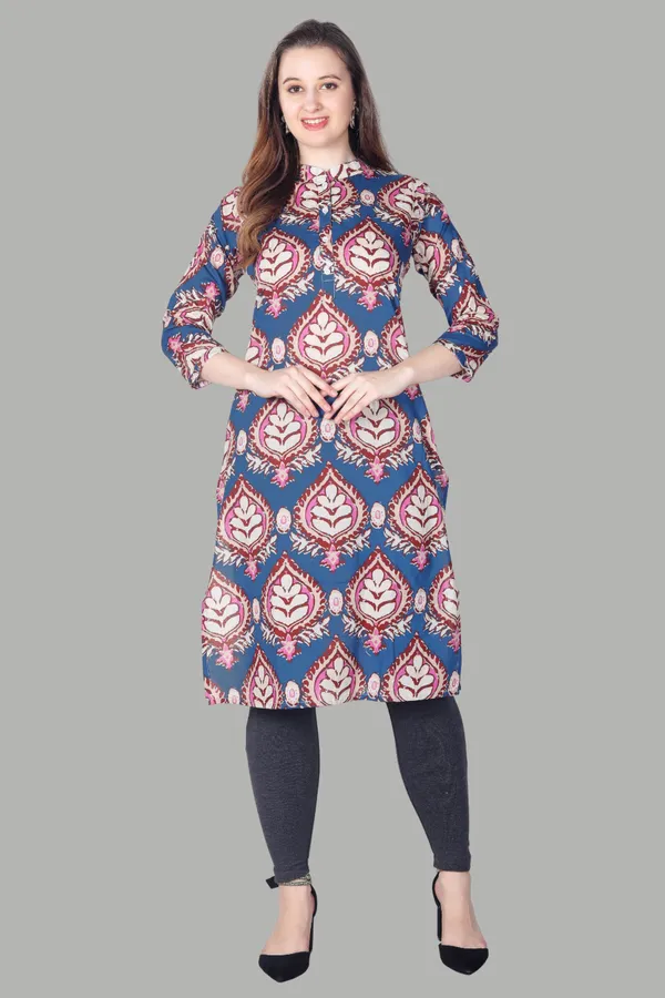 Blue_Printed_Cotton_Kurti_For_Women