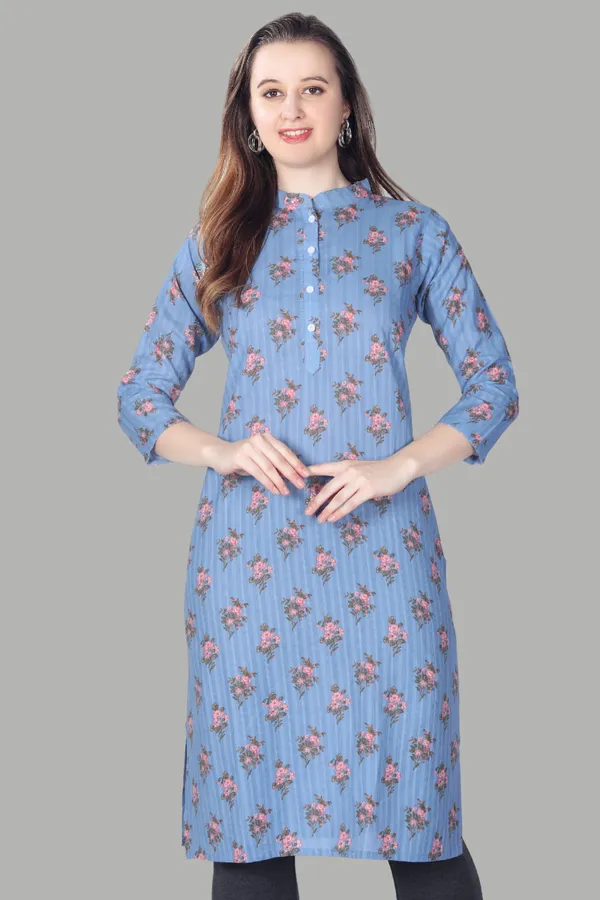 Blue_Floral_Print_Cotton_Kurti_For_Women