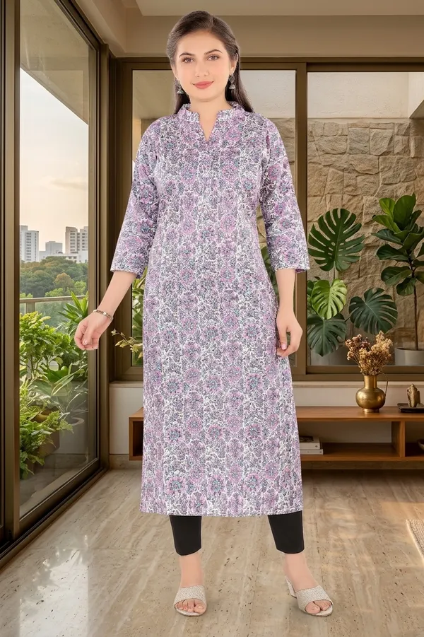 Purple_Floral_Print_Cotton_Kurti_For_Women
