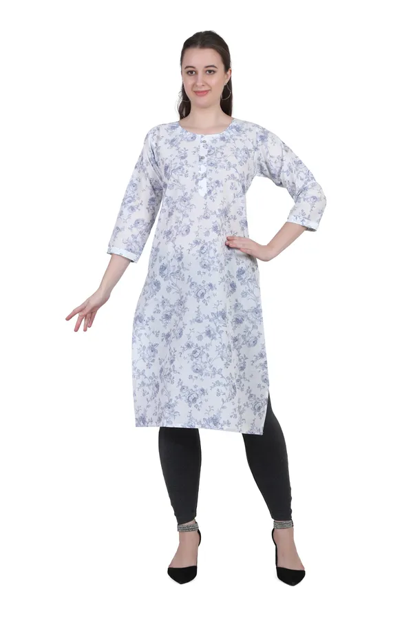 White_Floral_Print_Cotton_Kurti_For_Women