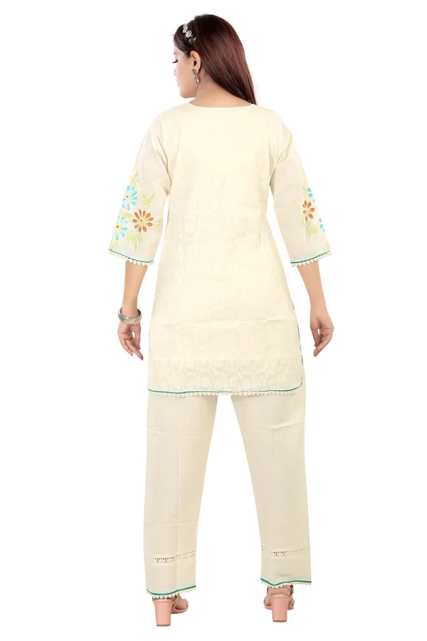Off_White_Embroidered_Cotton_Kurta_Pant_Set_For_Women