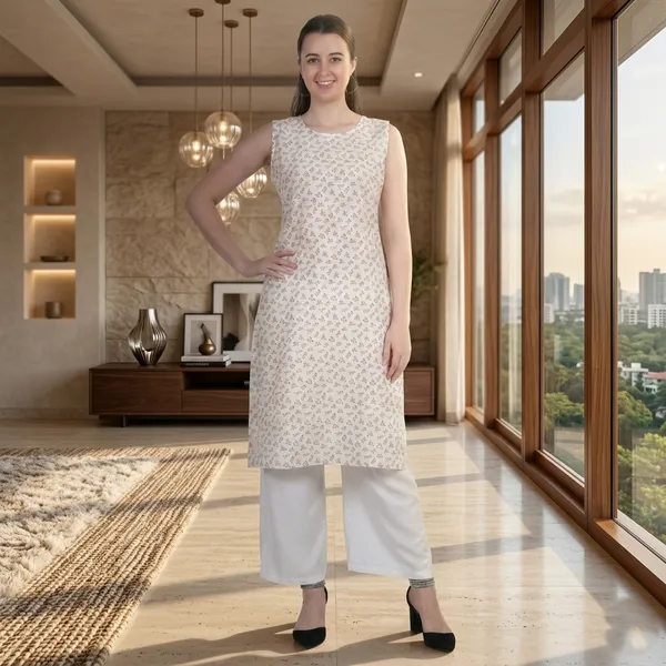 White_Floral_Print_Cotton_Kurta_Palazzo_Set_For_Women