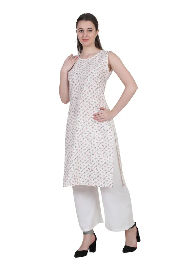 White_Floral_Print_Cotton_Kurta_Palazzo_Set_For_Women