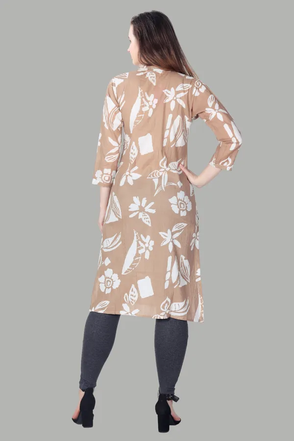 Beige_Floral_Print_Cotton_Kurti_For_Women