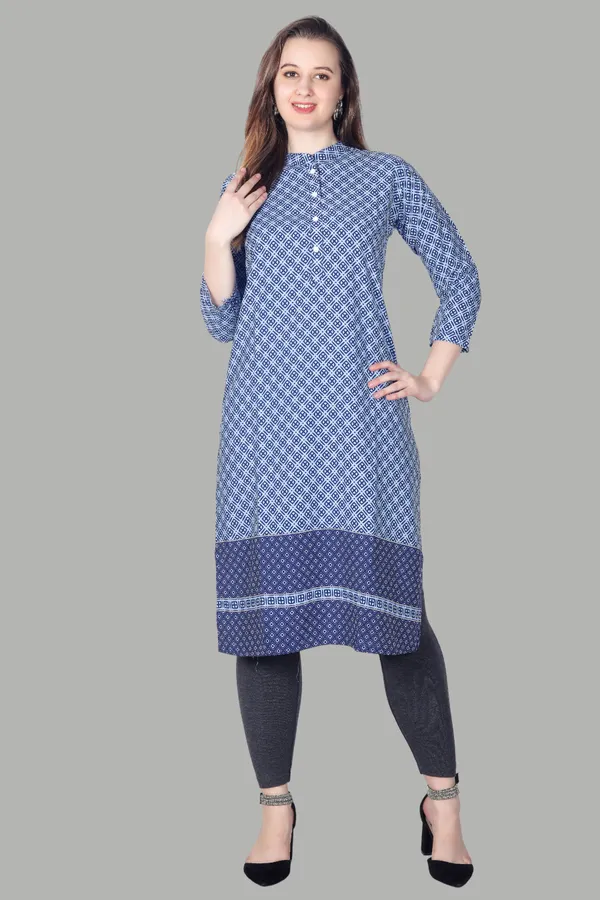 Blue_Geometric_Print_Cotton_Kurti_For_Women