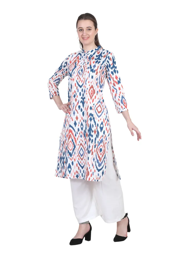 Multicolour_Ikat_Print_Cotton_Kurta_Palazzo_Set_For_Women