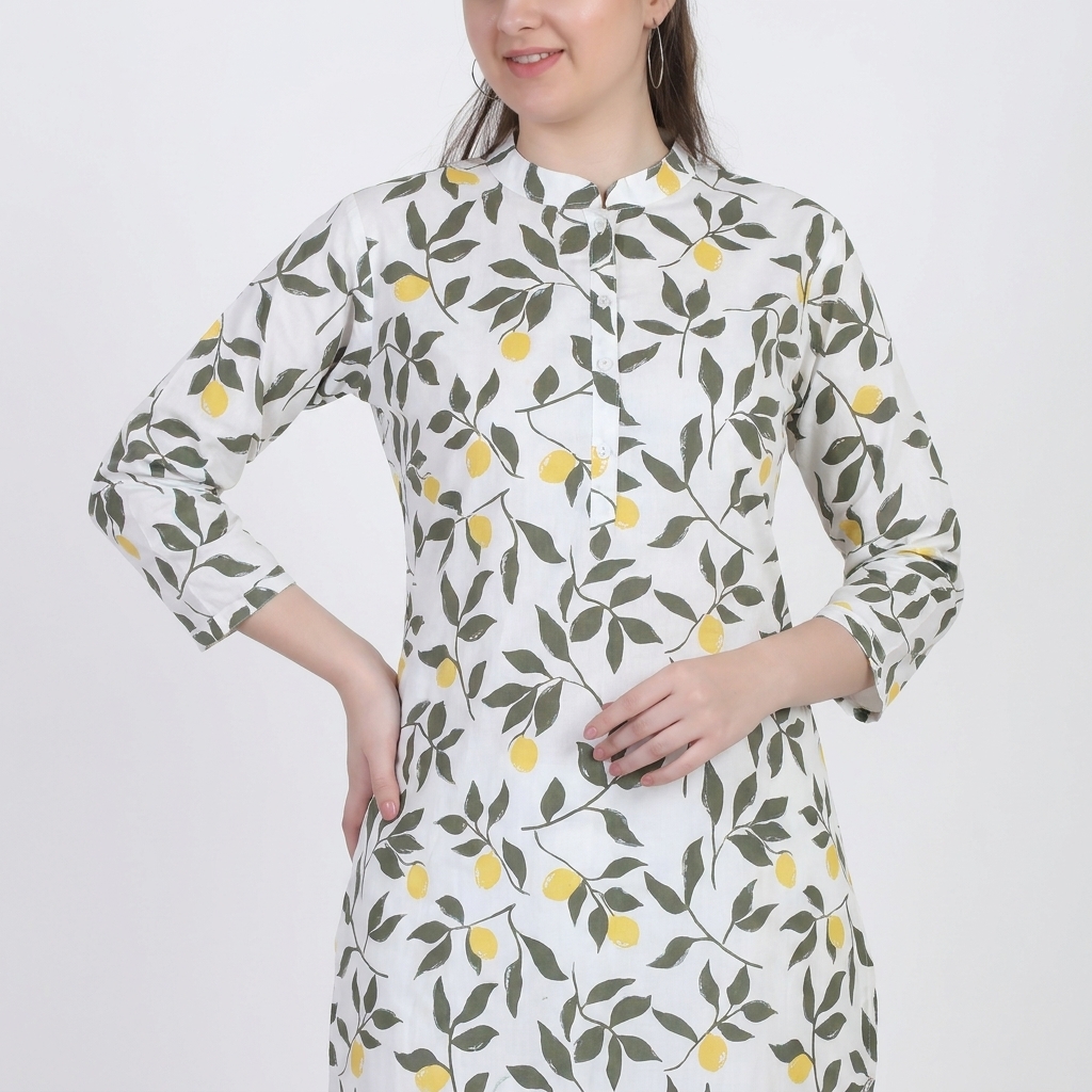 White_And_Yellow_Printed_Cotton_Kurta_Palazzo_Set_For_Women