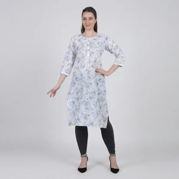 White_Floral_Print_Cotton_Kurti_For_Women