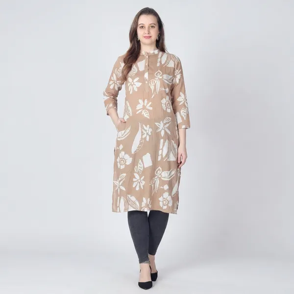 Beige_Floral_Print_Cotton_Kurti_For_Women