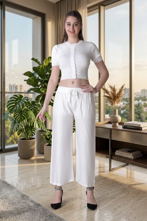White_Solid_Cotton_Women_Pant