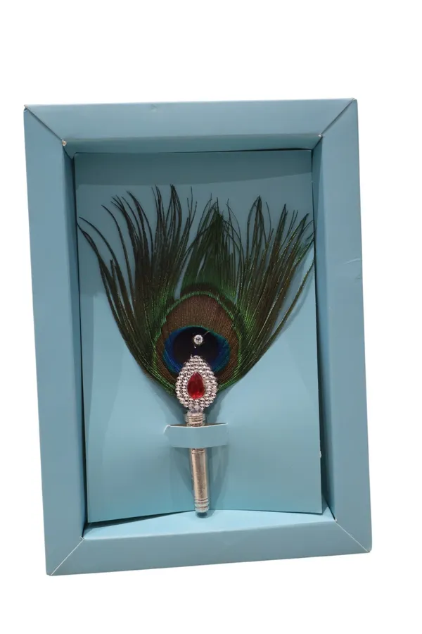 Silver_plated_Feather_&_Fabric_Morphank_Kalangi_For_Puja_&_Decoration
