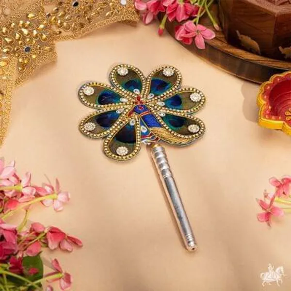Silver_plated_Natural_Feather_Mayuri_Exclusive_Morphank_For_Puja_&_Decoration