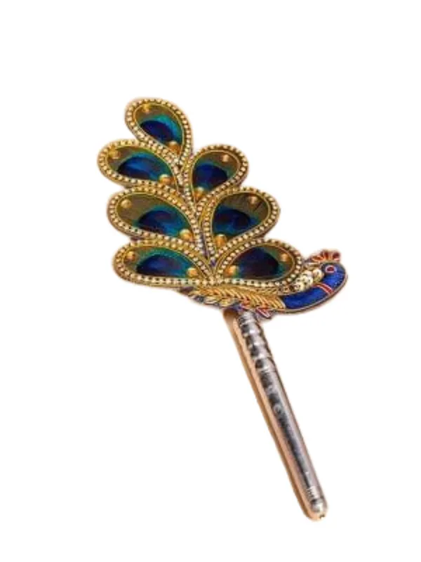 Silver_plated_Natural_Feather_Morphank_7_Netra_For_Puja_&_Decoration