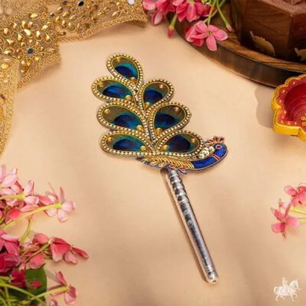 Silver_plated_Natural_Feather_Morphank_7_Netra_For_Puja_&_Decoration