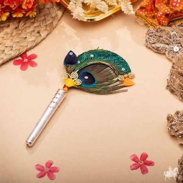 Silver_plated_Natural_Feather_Morphank_2_Netra_For_Puja_&_Decoration
