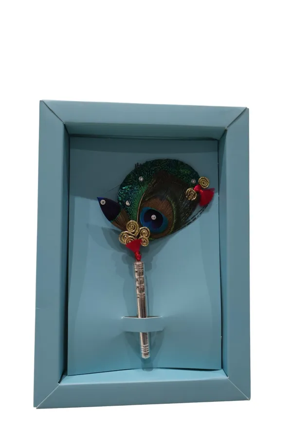 Silver_plated_Natural_Feather_Morphank_2_Netra_For_Puja_&_Decoration