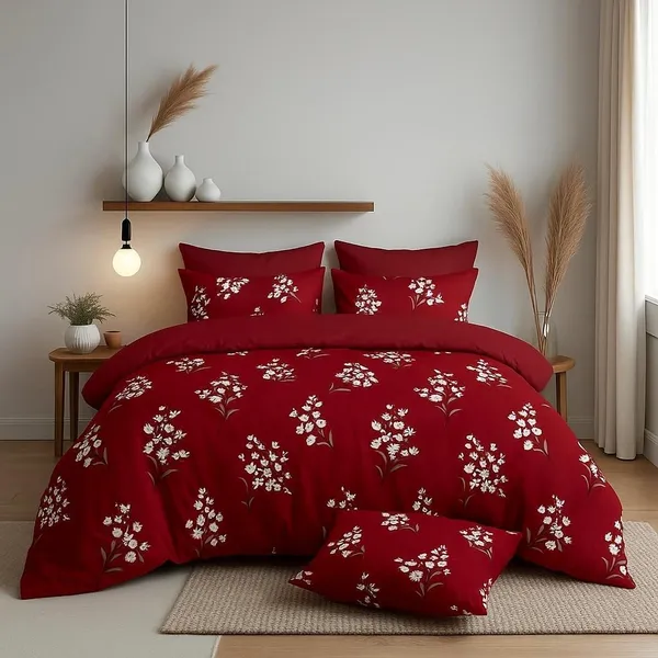 Red_And_White_Fitted_Bedsheet_For_Bedroom_100x90_Inches
