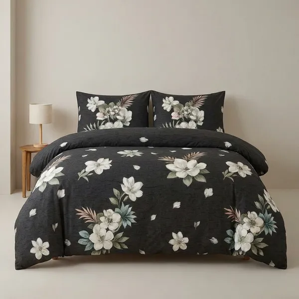 Black_And_White_Fitted_Flower_Bedsheet_For_Bedroom_100x90_Inches