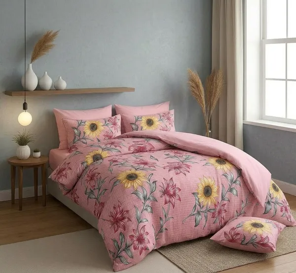 Multicolor_Fitted_Sunflower_For_Bedroom_100X90_Inches