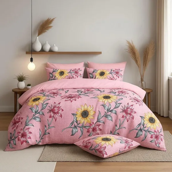 Multicolor_Fitted_Sunflower_For_Bedroom_100X90_Inches