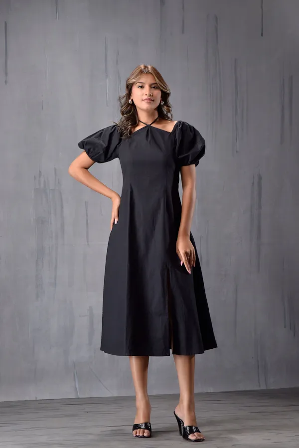 Neck_Tie_Up_Side_Slit_Dress