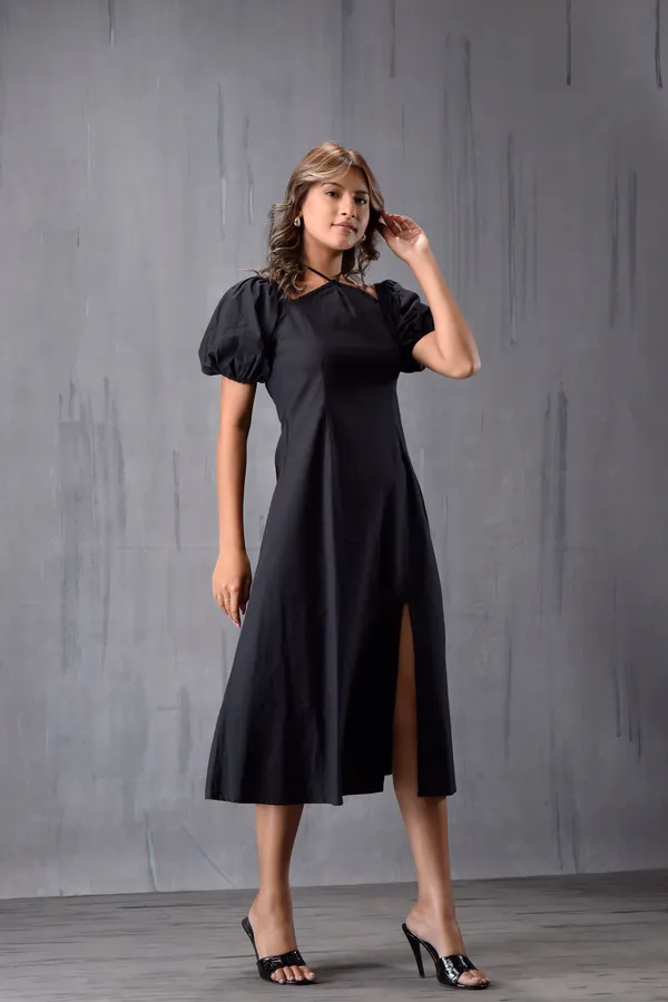 Neck_Tie_Up_Side_Slit_Dress