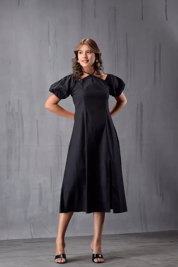 Neck_Tie_Up_Side_Slit_Dress