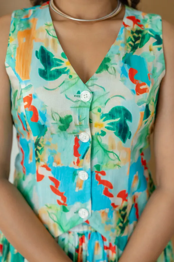 Simran_Green_Print_Skirt