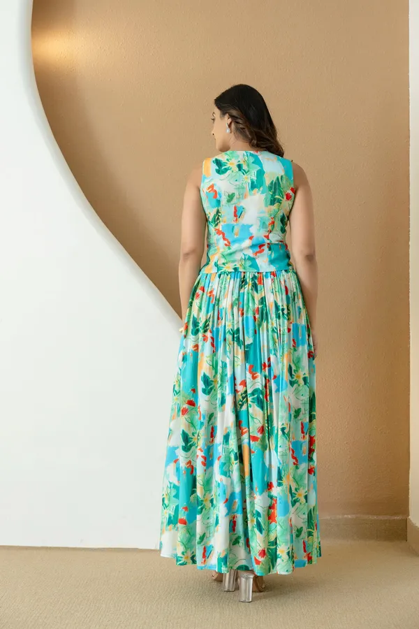 Simran_Green_Print_Skirt